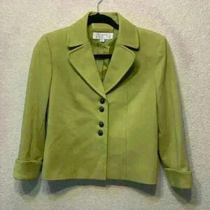 Tahari Arthur S. Levine green blazer sz 2 career office corporate street wear